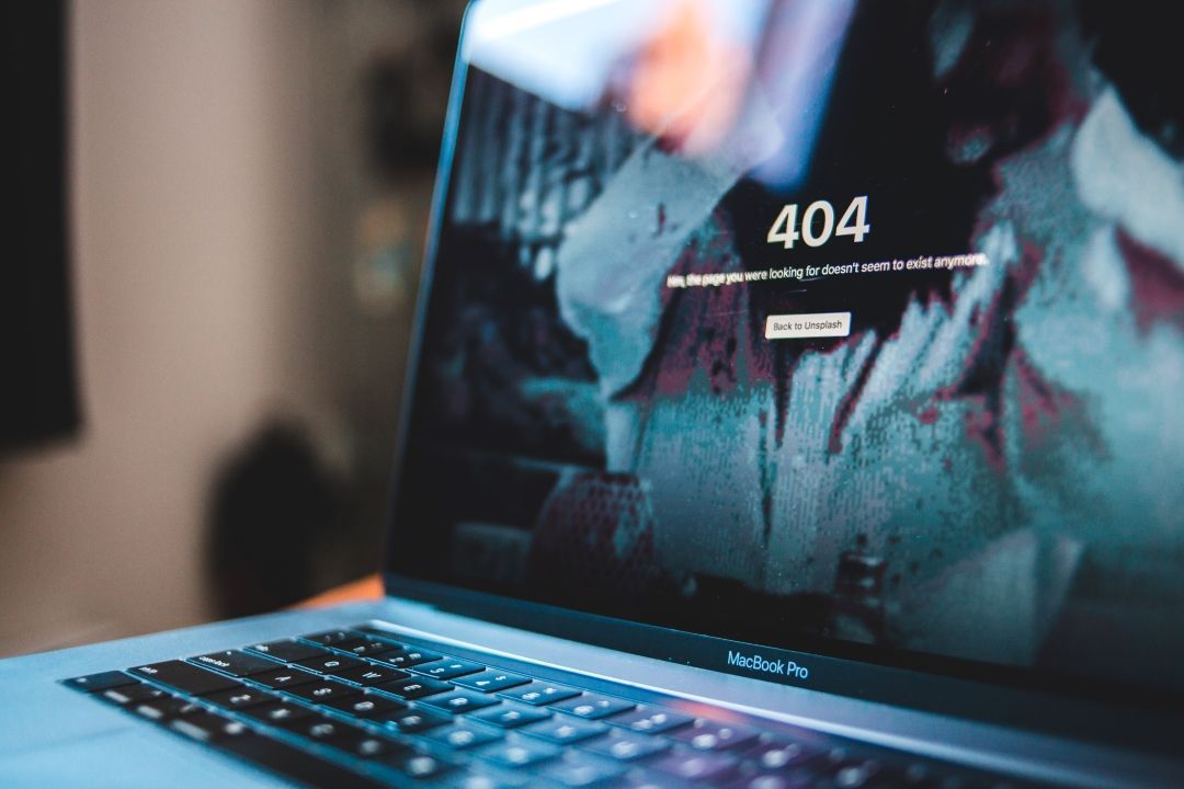 Bildschirm mit 404-Fehler